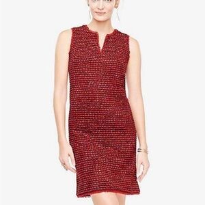 Ann Taylor Red and Black V-Neck Sheath Cocktail Dress